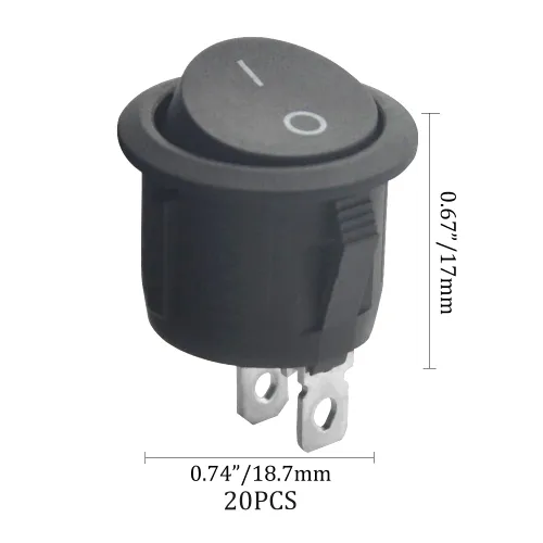 Miniatura 5 de 20 interruptores basculantes redondos de encendido y apagado de 2 pines SPST para barco, AC 6A/125V 10A/250V con cable pre-soldado para automóvil