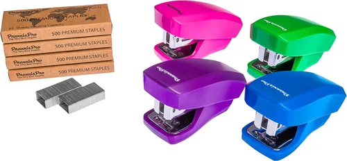 Miniatura 13 de Aria Premium - Juego de mini grapadoras con desgrapadoras integradas, 2000 grapas estándar incluidas, para oficina, escuela y viajes, juego de 2