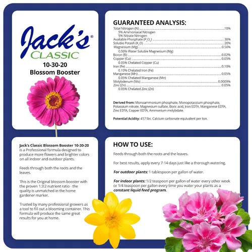 Miniatura 2 de Jack's Classic 10-30-20 Blossom Booster Fertilizante soluble en agua con micronutrientes para aumentar el color y la cantidad de flores en plantas