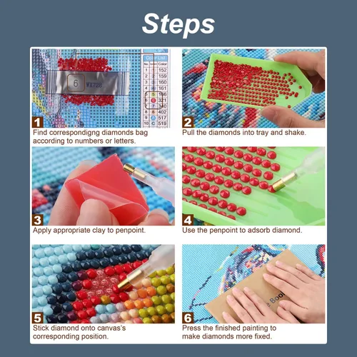 Miniatura 6 de Stalente Kits de pintura de diamantes para adultos, kits de arte de diamantes 5D para principiantes, pintura de diamante redonda para decoración