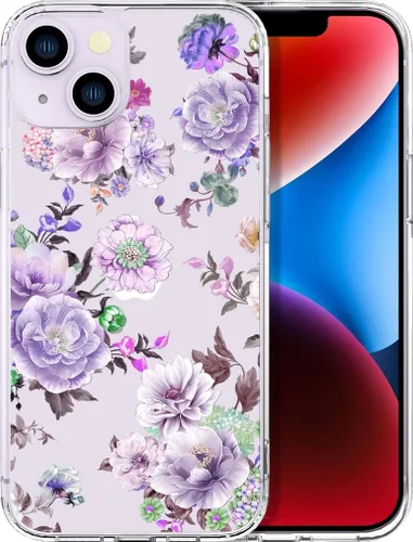 Miniatura 35 de Compatible con iPhone 14, funda transparente y bonita para mujeres y niñas, diseño floral, diseño floral femenino, funda para teléfono 14