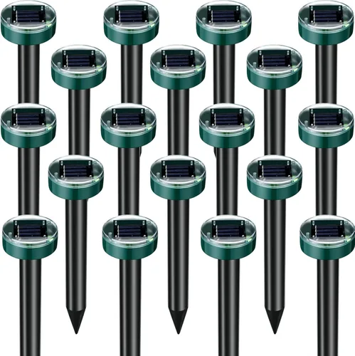Repelente solar de topos, repelente ultrasónico de topos, alimentado por energía solar, disuasorio de ondas sonoras para exteriores, para césped,