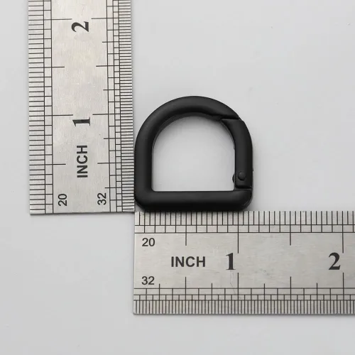Miniatura 4 de 2 llaveros de resorte de metal semicírculo, clip de ganchos de resorte, hebilla de llavero de resorte, anillo plano en D para monederos (negro)