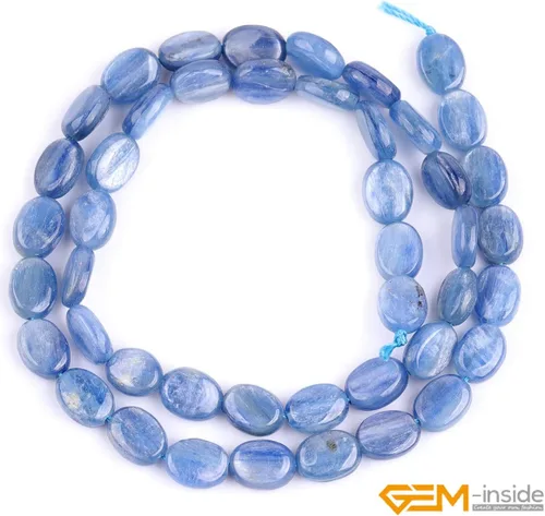 Miniatura 2 de GEM-insid - Cuentas sueltas de cianita azul, cuentas de energía natural para hacer joyas, 0.27 x 0.315 pulgadas, ovaladas de 15 pulgadas