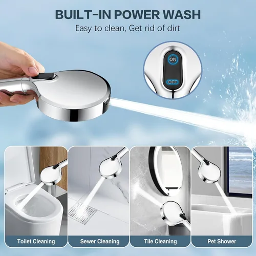 Miniatura 6 de BRIGHT SHOWERS Cabezal de ducha filtrado con mano, cabezal de ducha de 9 modos de pulverización de alta presión con manguera larga y soporte, filtro