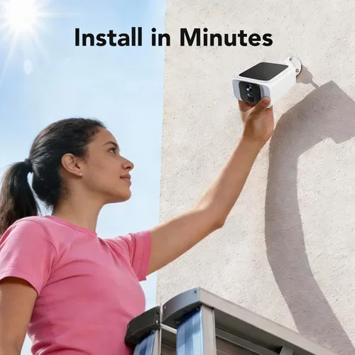 Miniatura 2 de GNCC Cámara de seguridad solar inalámbrica para exteriores, WiFi de 2.4 GHz y 5 GHz, visión nocturna a color de 4 MP, detección humana AI, audio