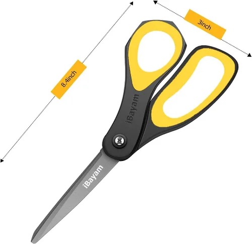 Miniatura 2 de Tijeras, iBayam - Paquete de 3 tijeras antiadherentes multiusos de 8 pulgadas, cuchillas de titanio de 0.098 pulgadas de grosor con agarre cómodo