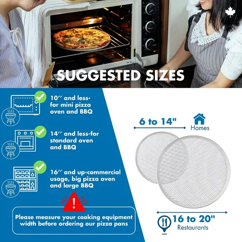 Miniatura 5 de Norjac Rejilla para pizza de 16 pulgadas, paquete de 6 – Malla de aluminio para horno, sin costuras, libre de óxido, bandejas de hornear duraderas