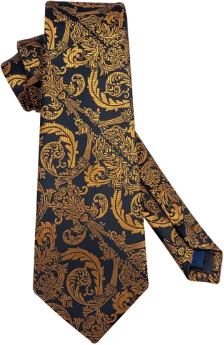 Miniatura 63 de HISDERN Corbatas para hombre, corbata de cachemira y bolsillo cuadrado tejido clásico floral para hombre, corbata de fiesta de boda