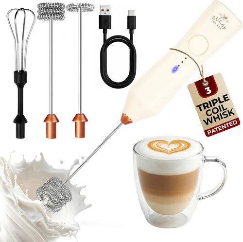 Miniatura 86 de Zulay Kitchen Espumador de leche de mano con pilas Duracell AA – Mezclador eléctrico ultrarrápido y creador de espuma, mezclador de bebidas fácil