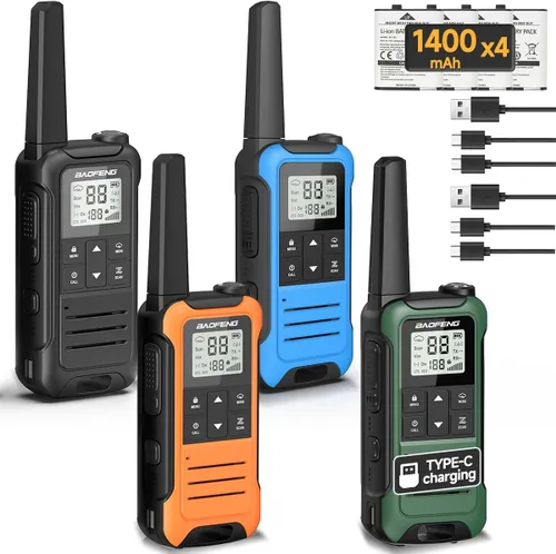 Miniatura 8 de Baofeng F22 - Walkie Talkies recargables de largo alcance para adultos, radio FRS de mano, paquete de 4 unidades de radio portátil de 2 vías, cable