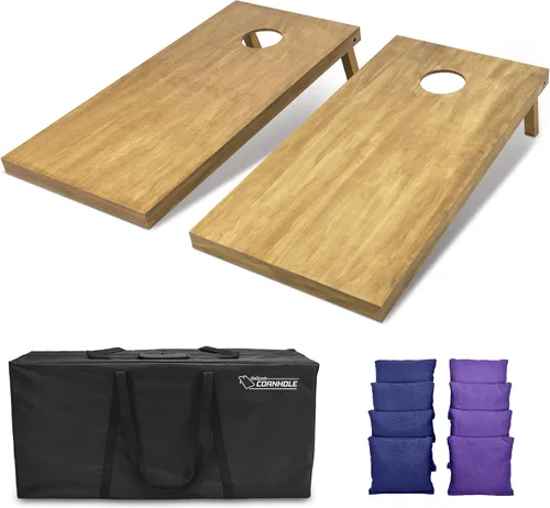 Miniatura 26 de GoSports 4 ft x 2 ft Regulation Size Wooden Cornhole Boards Set with Light Brown Finish - Includes Carrying Case and Bean Bags Negro- gris