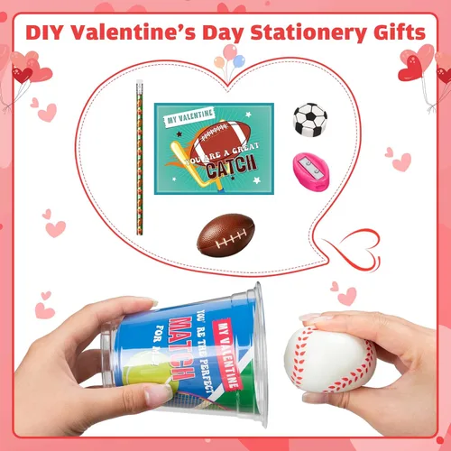 Miniatura 3 de Zonon 180 piezas de regalos para el día de San Valentín para niños, papelería de San Valentín con tarjetas, mini regalos para apretar y tazas