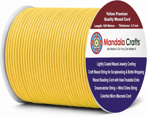 Miniatura 86 de Cuerda Mandala Crafts 0.03 pulgadas 109 yardas para hacer joyería, artesanía, macramé, cuerda de algodón encerado Negro