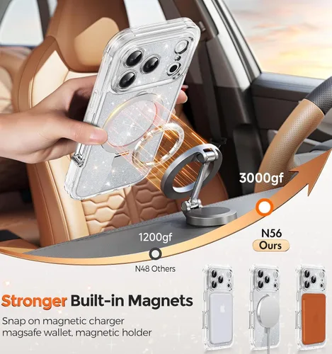 Miniatura 8 de Funda magnética de privacidad para iPhone 17 Pro Max [Cartulina con purpurina para bricolaje] [Soporte magnético invisible] Protector de pantalla