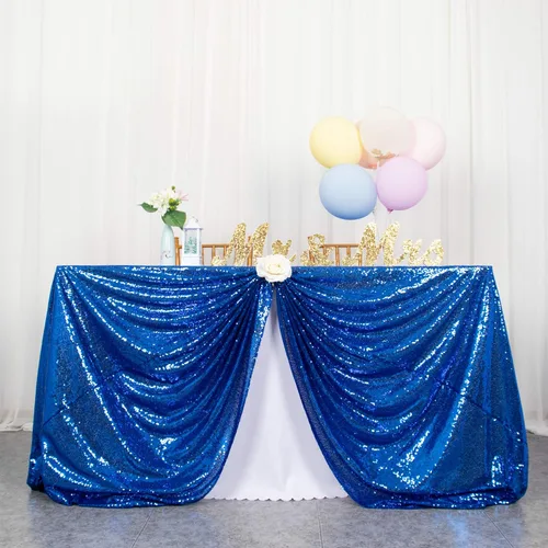 Miniatura 17 de ShiDianYi Mantel de lentejuelas color azul bebé, de 50 x 72 pulgadas, mantel rectangular de lentejuelas para decoración de boda - 200111E