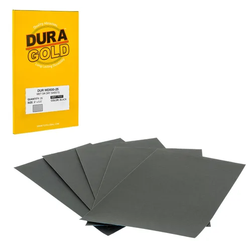 Miniatura 8 de Dura-Gold Hojas de papel de lija húmedas o secas de 5-1/2 x 9 pulgadas, variedad de grano 150, 220, 320, 400, 600 (5 cada una, 25 en total) - Lijado
