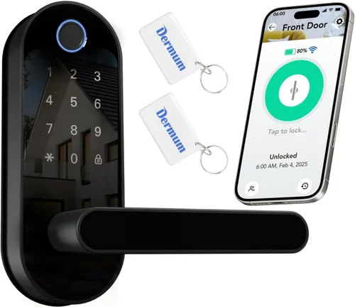 Cerradura inteligente digital de huellas dactilares sin llave con mango y teclado: cerradura electrónica/eléctrica con código, control de
