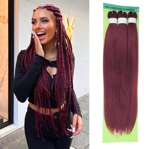 Miniatura 19 de Pelo corto negro trenzado preestirado de 14 pulgadas para trenzas sin nudos, pelo sintético 1B trenzado para trenzas Bob Box