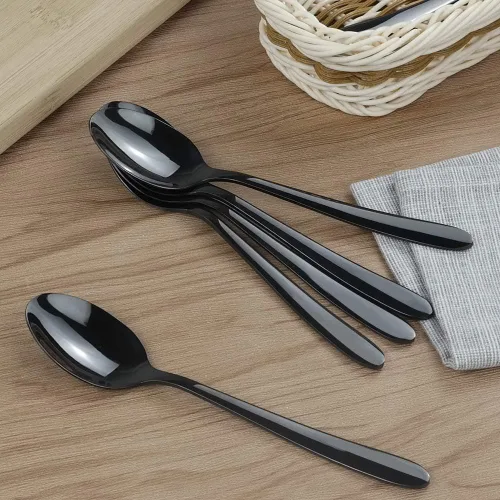 Miniatura 3 de Vababa 16 cucharas de postre de acero inoxidable, 6.6 pulgadas, color negro