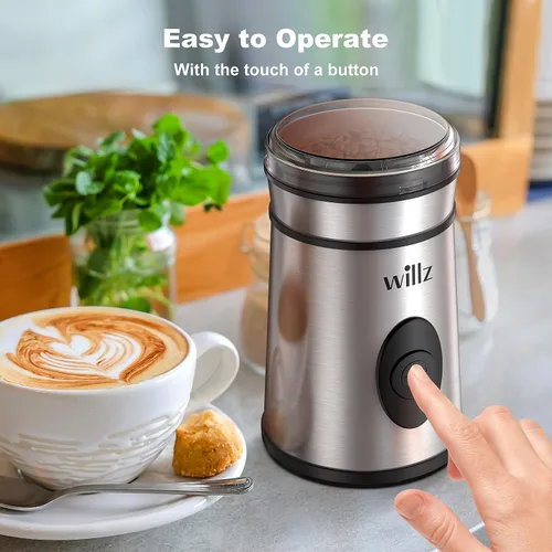 Miniatura 4 de Willz Molinillo de café eléctrico para granos de café, especias y hierbas con control de botón fácil de encendido/apagado, capacidad de molienda