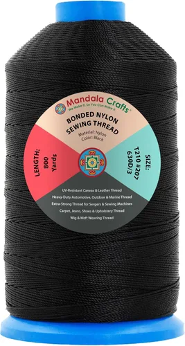 Miniatura 98 de Mandala Crafts - Hilo de nailon para coser cuero, tapicería, mezclilla y para trenzar el pelo; resistente, 1500 yardas, tamaño 69 T70 Marrón