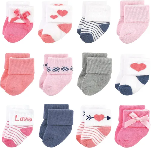 Miniatura 127 de Hudson Baby - Calcetines de algodón para bebés recién nacidos y Terry para niñas bebés