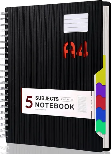 Miniatura 17 de CAGIE Cuadernos de espiral para trabajo escolar con pestañas divisorias extraíbles, cuaderno de 5 materias de 8.5 x 11 pulgadas, a rayas