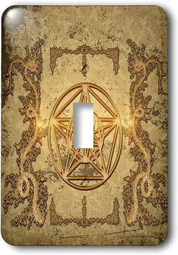 3dRose LSP _ _ _ _ _ _ _ _ _ _ 252762 _ _ _ _ _ _ _ _ _ _ 1 el Pentagram con floral elementos Single Toggle Switch
