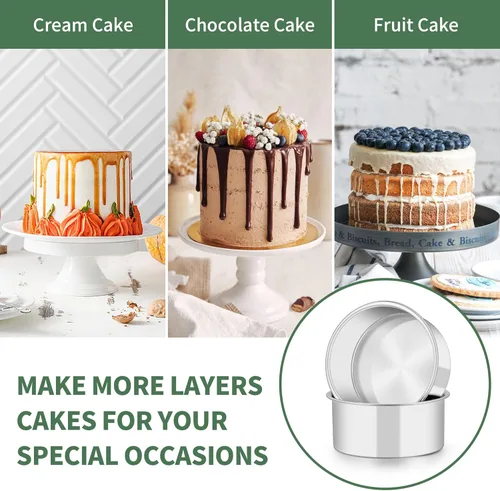 Miniatura 6 de TeamFar 5 Inch Cake Pan Set of 2, Stainless Steel Small Layer Cake Baking Pans Tins, Round Bakeware for Birthday Wedding Party, Non-Toxic & Healthy
