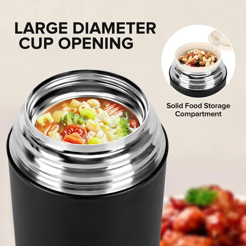 Miniatura 5 de Termo para comida caliente, frasco térmico para sopa de almuerzo de 29 onzas, recipiente aislado de boca ancha para comida caliente con cuchara