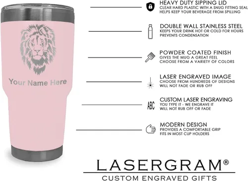 Miniatura 36 de LaserGram Taza aislada al vacío de 20 onzas, asistente médico MA, grabado personalizado incluido (rosa)
