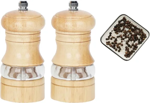 Miniatura 8 de Molinillo de pimienta, molinillo de sal, molinillo de sal y pimienta de madera, molinillos manuales de sal y pimienta con ventana acrílica, 2-Roble