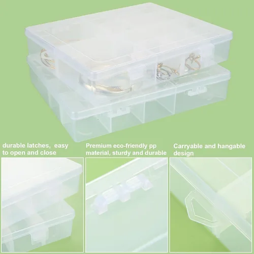 Miniatura 4 de Caja organizadora de plástico con 36 compartimentos y divisores - Organizador de 36 compartimentos, organizadores de aparejos transparentes