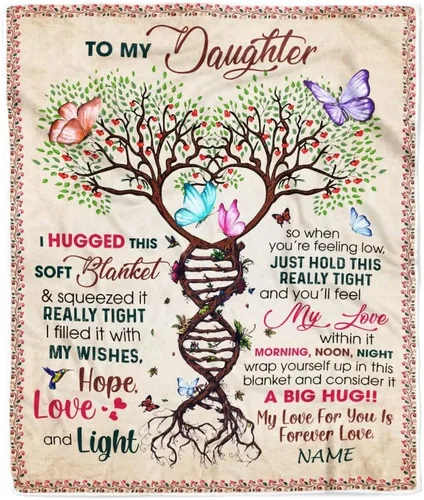 Miniatura 39 de Manta personalizada con texto en inglés «To My Daughter from Mom Dad Give You A Big Love Hug Butterfly Daughter Birthday»