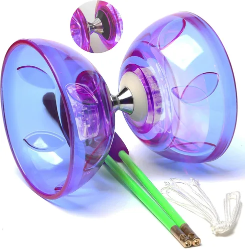 Miniatura 13 de BodyRhythm - Juego de cinco rodamientos de yoyo chino con varillas de fibra de vidrio, cuerdas ajustables para todas las edades, lo mejor para Azul