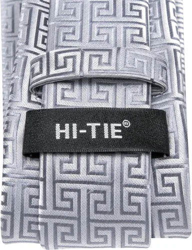 Miniatura 179 de Hi-Tie Corbata clásica de cachemira para hombre con pañuelo y gemelos a cuadros