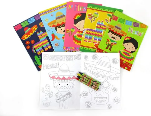 Miniatura 2 de TINYMILLS Juego de libros para colorear de fiesta mexicana para niños, recuerdos de fiesta con 12 libros para colorear y 48 crayones para fiesta