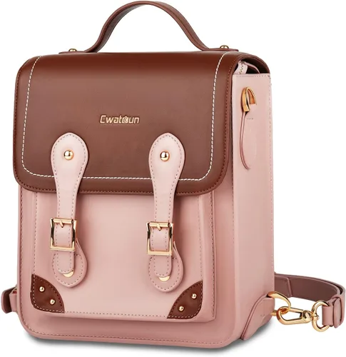 Cwatcun Bolsa para cámara para mujer, funda cruzada para cámara retro, mochila impermeable de piel sintética vintage, bolso ligero para cámara,
