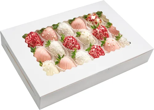 NPLUX Paquete de 5 cajas de galletas de 16 x 11 x 2.5 pulgadas, cajas de panadería con ventana para embalaje de galletas, cajas de postre para