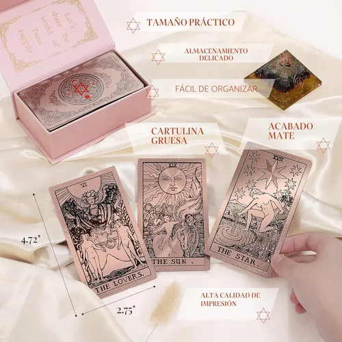 Miniatura 7 de Cartas de Tarot para Principiantes Cartas de Tarot Impermeables con Libro Guía Lámina Dorada con Significados en Ellas 78 Cartas Originales Clásicas