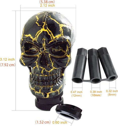 Miniatura 2 de Pomo de palanca de cambios de carreras de esqueleto para coche, palanca de cambios de calavera, se adapta a la mayoría de transmisiones automáticas