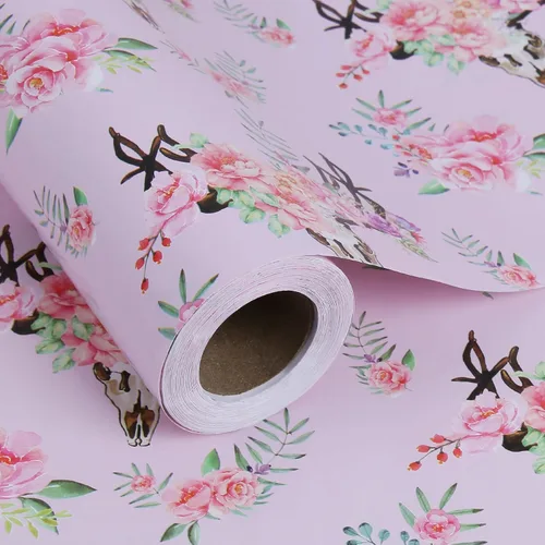 Miniatura 23 de Aimyoo - Rollo de papel de regalo floral kraft - Rollo jumbo - 30 pulgadas x 33 pies - Papel de regalo vintage con flores para todas las ocasiones
