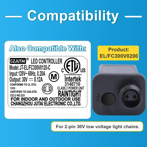 Miniatura 4 de Transformador LED de 30V 0.2A, controlador LED de 30V de 8 modos, fuente de alimentación clase 2, transformador de bajo voltaje, enchufe de EE. UU.