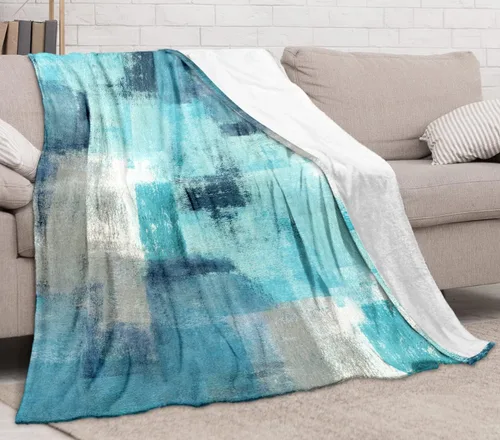 Miniatura 3 de Manta gris turquesa, arte abstracto, ultra suave, acogedora, manta de franela ligera y moderna para sofá, ropa de cama, decoración del hogar