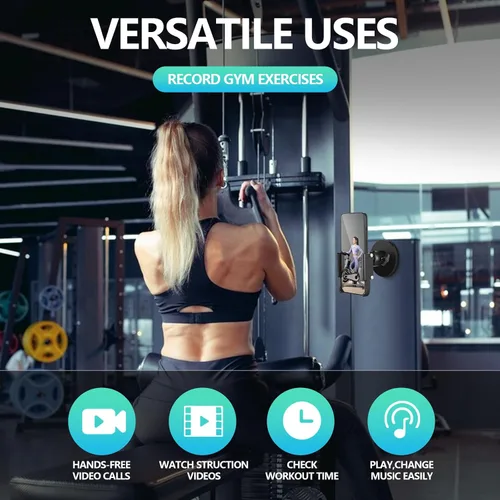 Miniatura 3 de Vinkqiado Soporte magnético para teléfono de gimnasio, soporte de teléfono con base magnética de metal para equipo de gimnasio, tractor