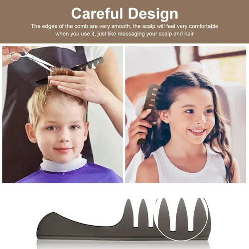 Miniatura 4 de URAQT Juego de 6 peines de pelo de dientes anchos, peinado profesional y peine de pompadour con púas húmedas, peine antiestático para hombres y 6
