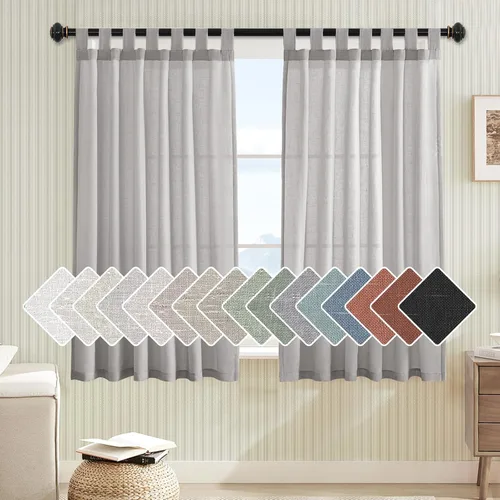 Miniatura 12 de H.VERSAILTEX Cortinas aireadas mezcladas de lino natural con pestaña superior para sala de estar, decoración del hogar, material suave y rico que