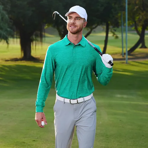 Miniatura 16 de NAVISKIN Camisas polo de manga larga para hombre, camisas de golf con cuello UPF 50 SPF para hombre, secado rápido, absorbe la humedad