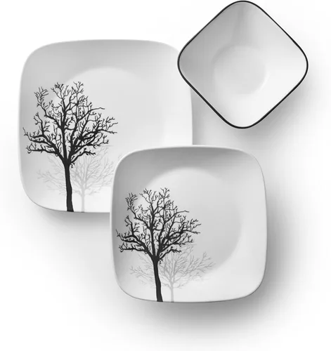 Miniatura 2 de Corelle Vitrelle - Juego de vajilla de 18 piezas para 6 personas, vidrio de triple capa y resistente a las astillas, juego de platos y cuencos
